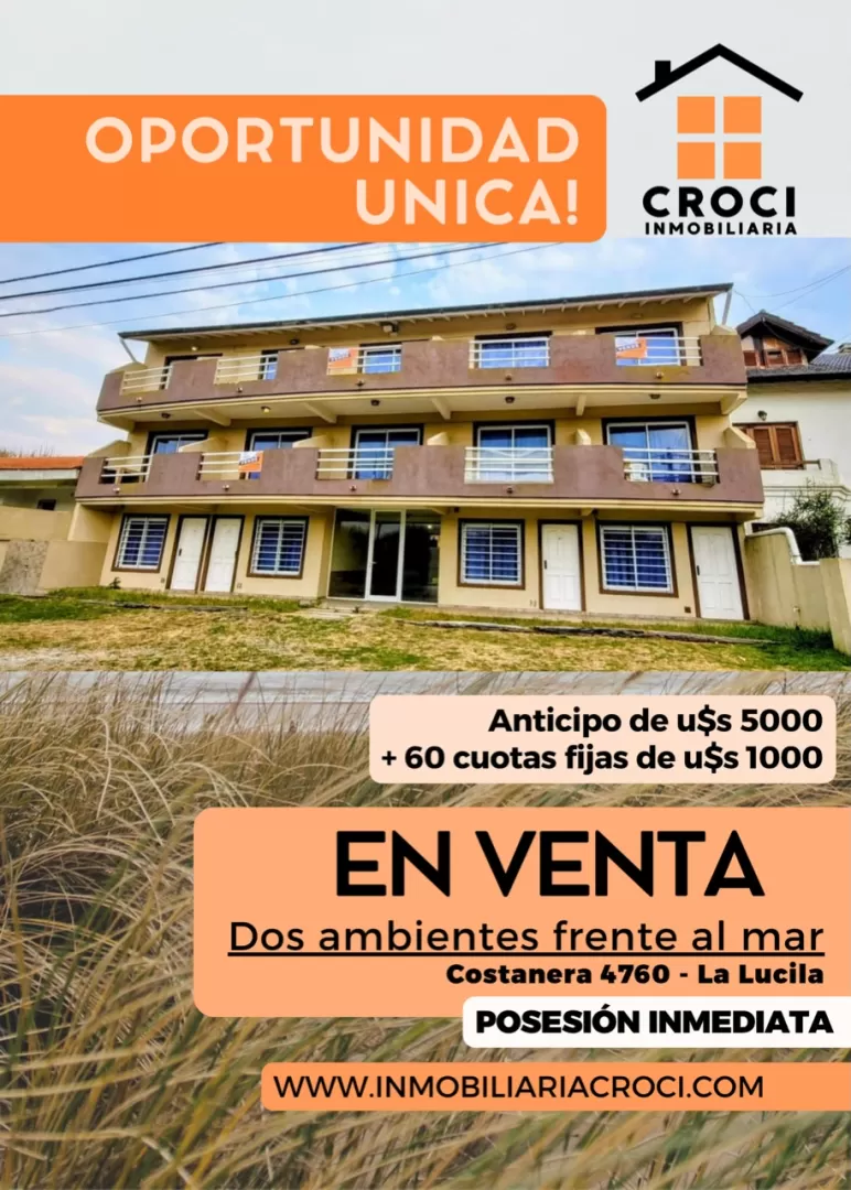 Departamento en Lucila del Mar - 2 Amb.1* piso Frente Al Mar La Lucila D7 (ID 25)